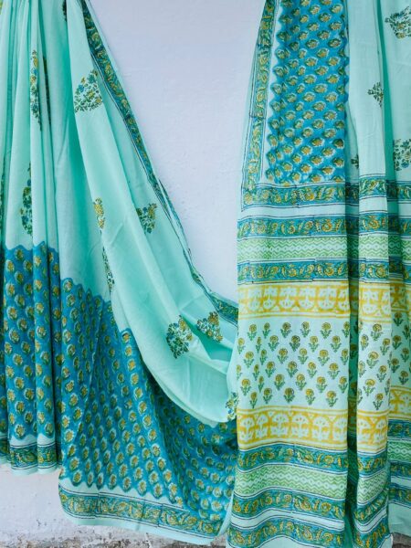Cotton Mull Block Printed Saree CCTHA0003