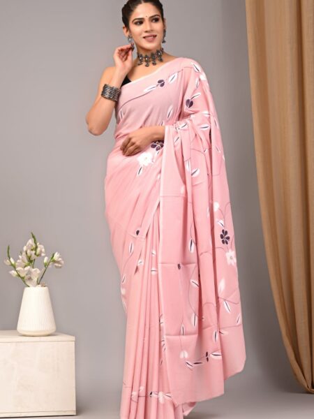 Cotton Mull Block Printed Saree CCTHA0005