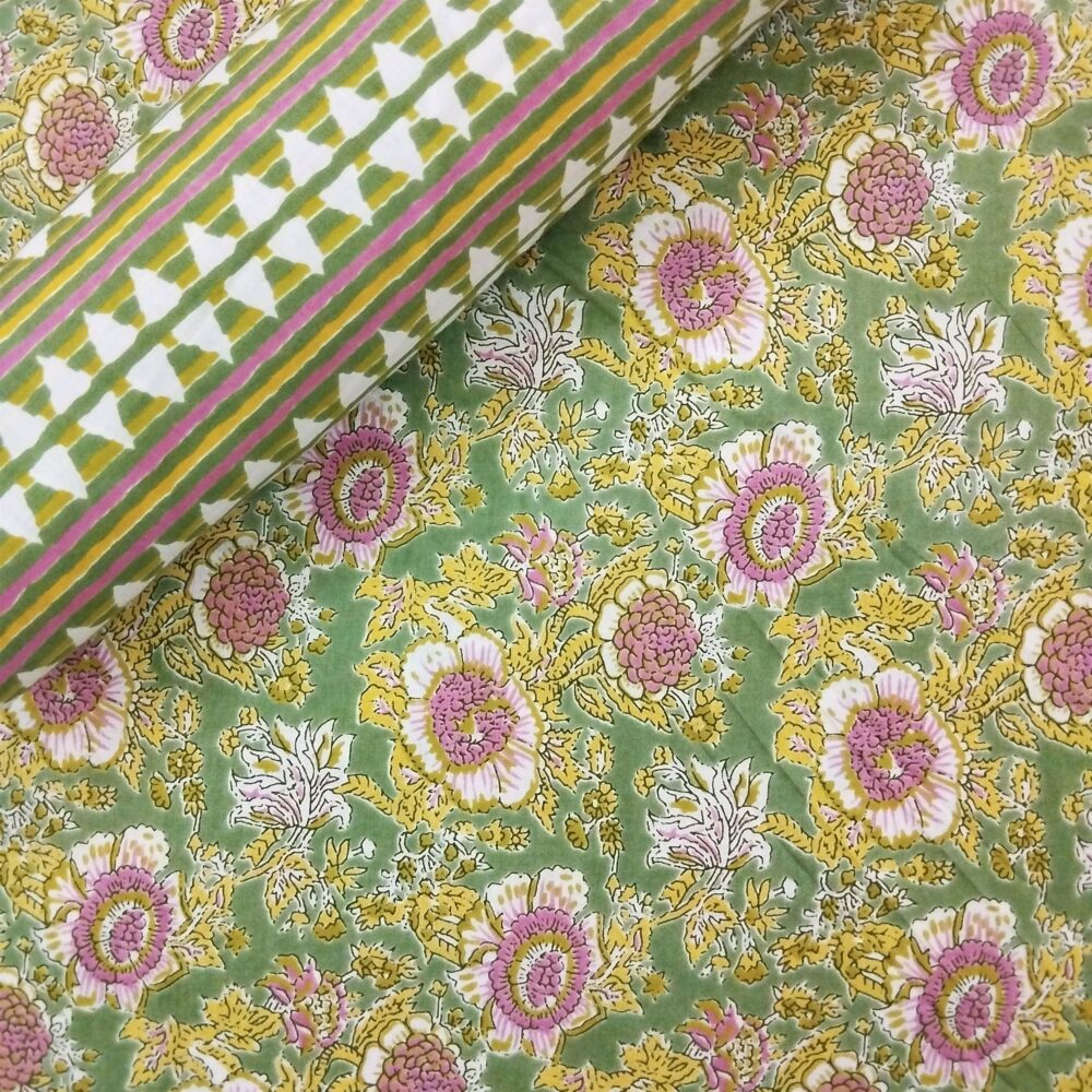 Hand Printed Cotton Fabric Combo FCCSA0048